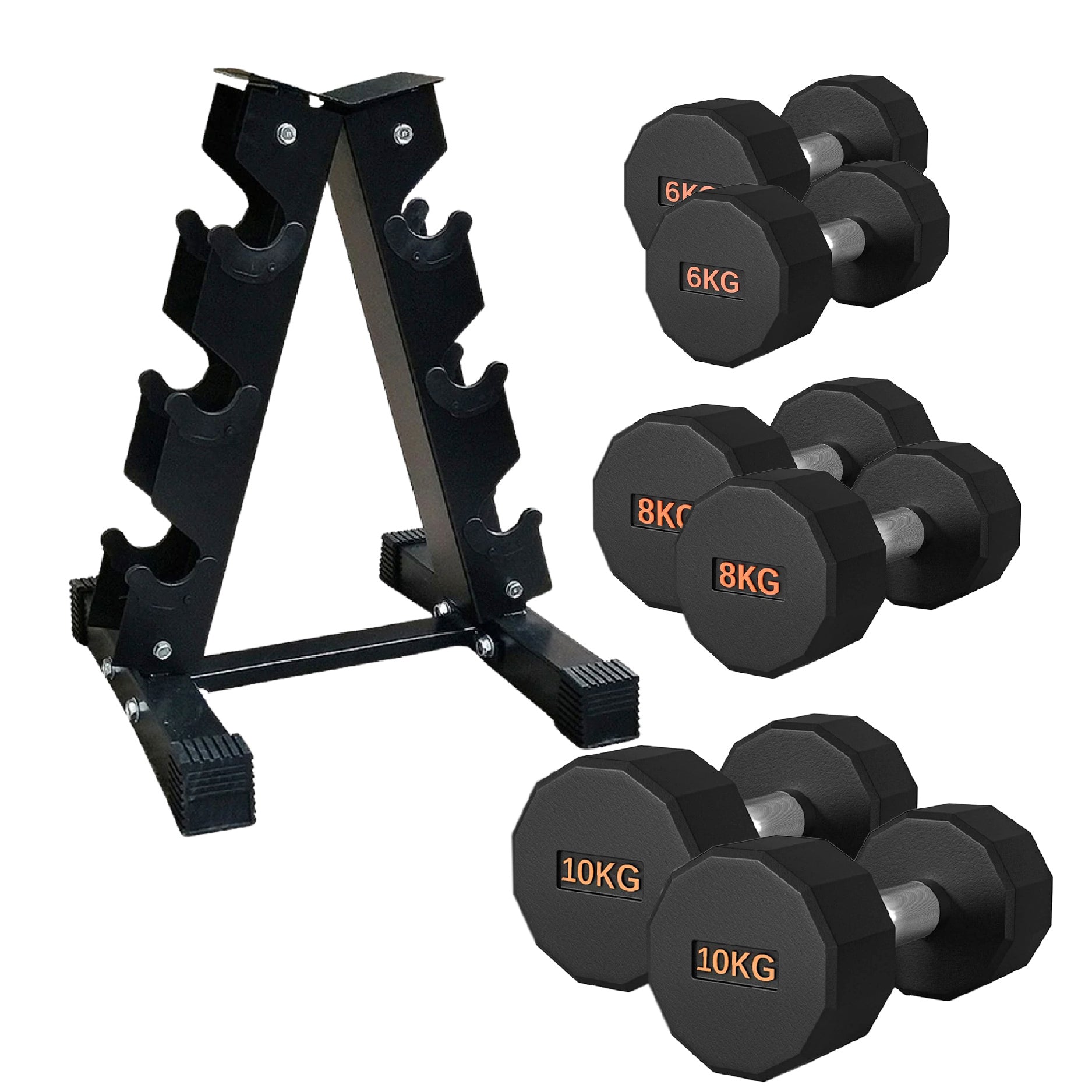 Round Hex Dumbbell Rubber-Coated with Non-Slip Handle