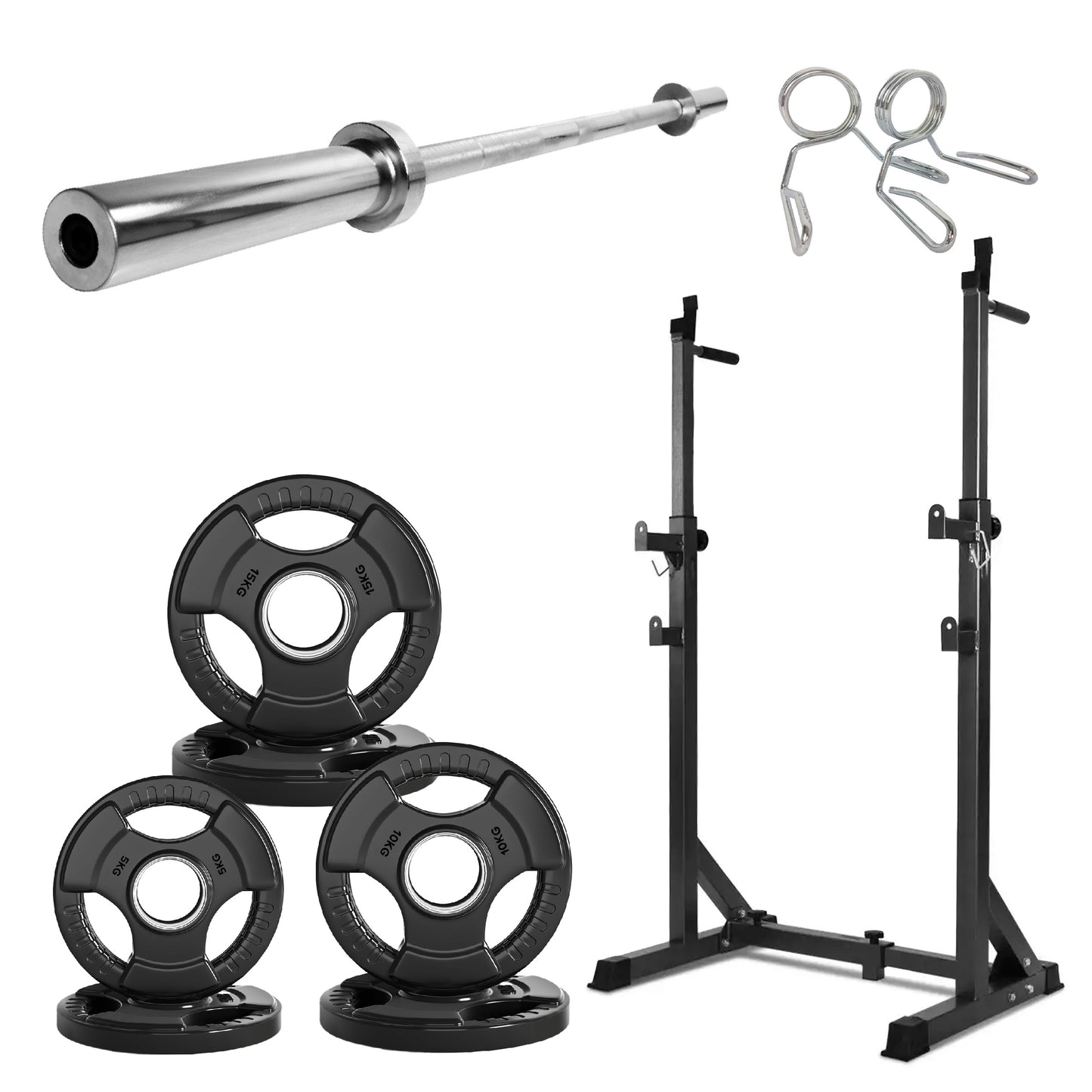 Half Squat Rack - Heavy-Duty Adjustable Barbell Stand with Dip Station & Spotters - 200KG Capacity Steel Frame - Height & Width Adjustable - Home Gym Strength Training Equipment for Beginners