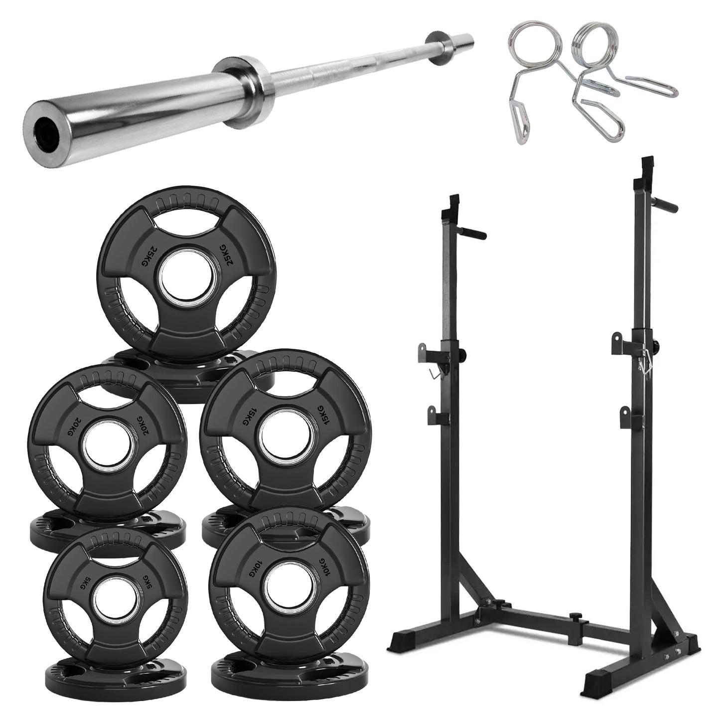 Half Squat Rack - Heavy-Duty Adjustable Barbell Stand with Dip Station & Spotters - 200KG Capacity Steel Frame - Height & Width Adjustable - Home Gym Strength Training Equipment for Beginners