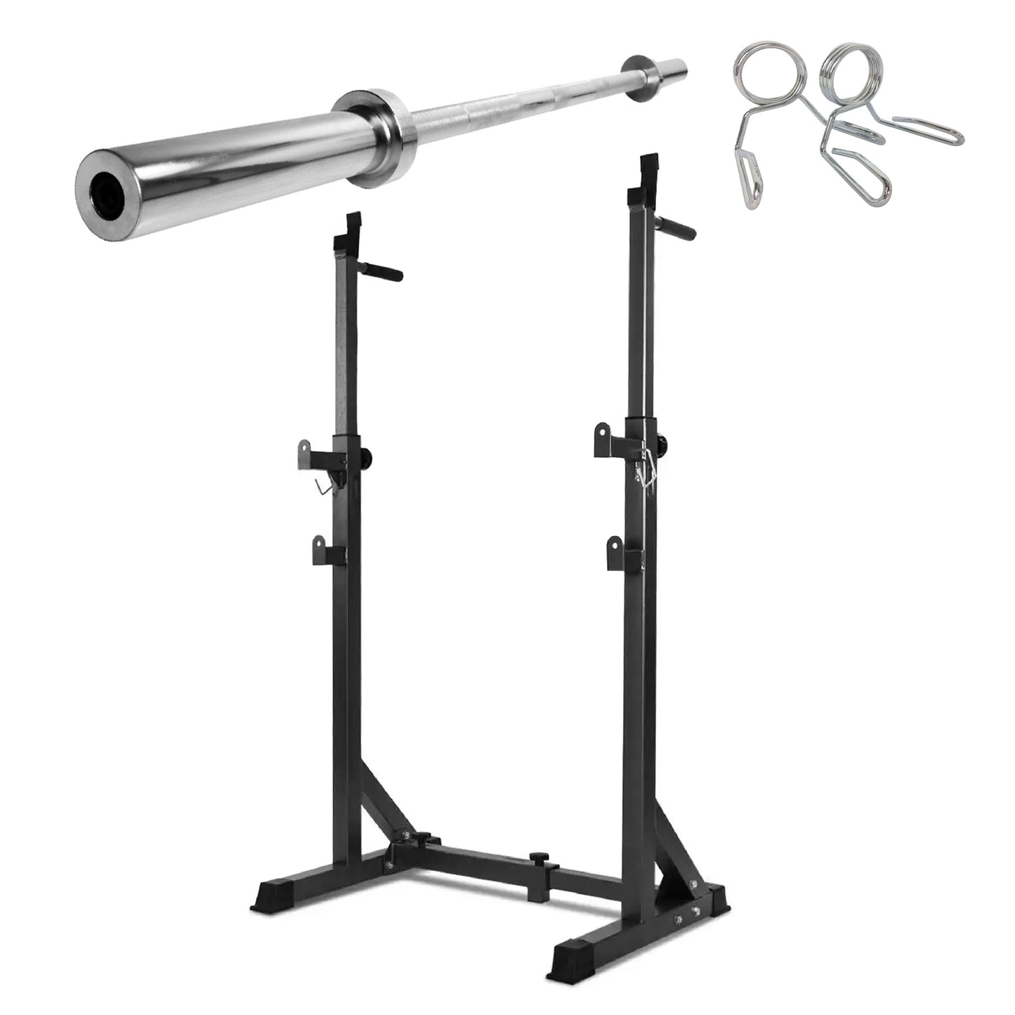 Half Squat Rack - Heavy-Duty Adjustable Barbell Stand with Dip Station & Spotters - 200KG Capacity Steel Frame - Height & Width Adjustable - Home Gym Strength Training Equipment for Beginners