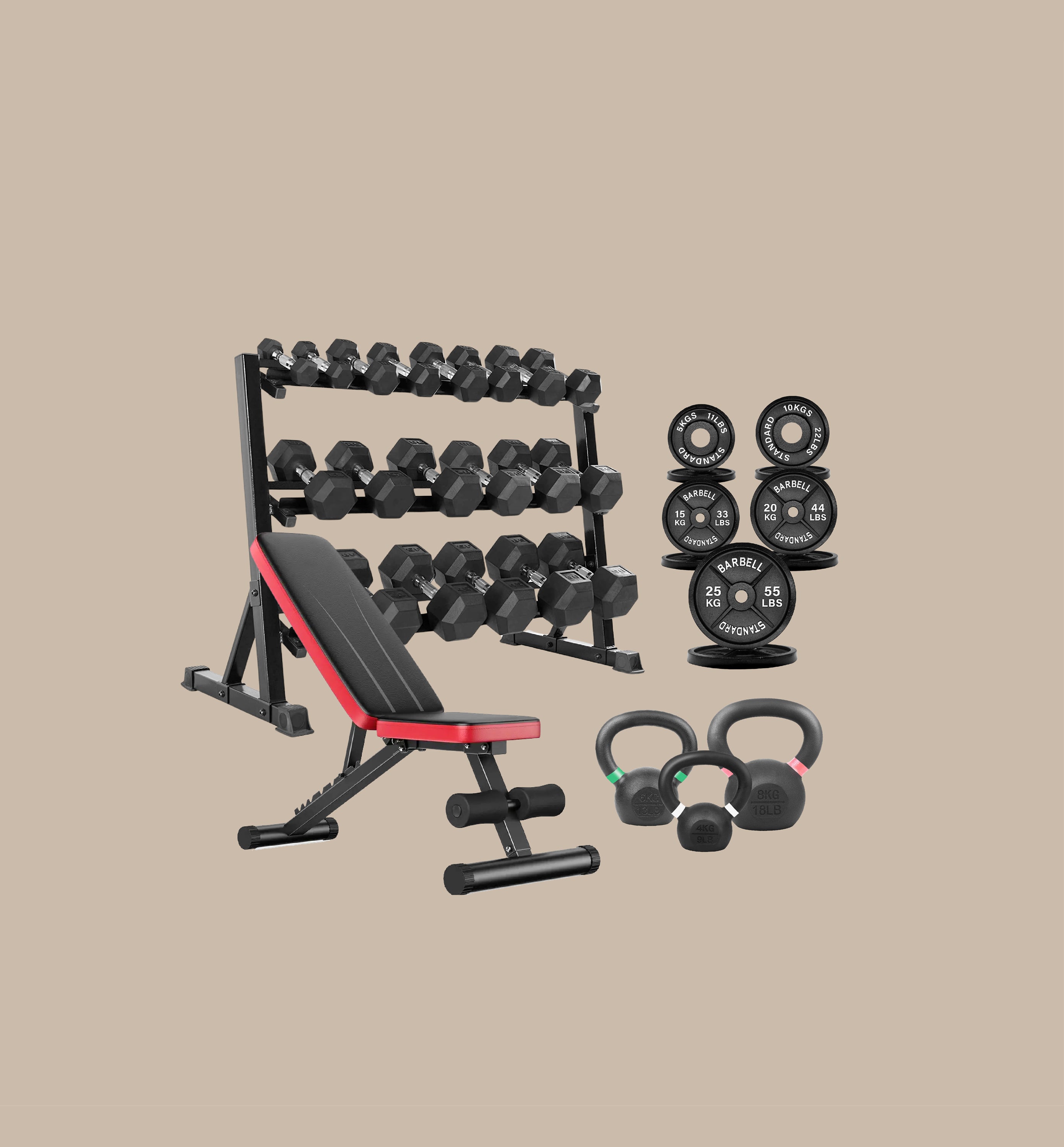 home gym setup with white background