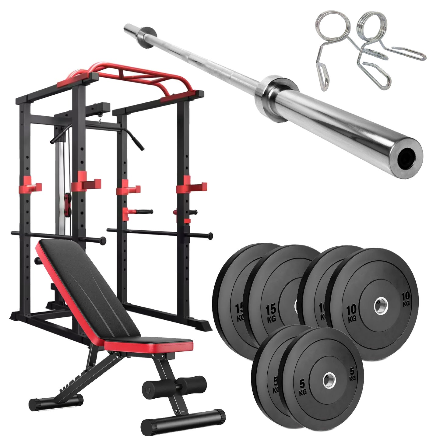 Professional Power Multi Cage with Cable Pulley System - Adjustable Heavy Duty Strength Training Rack - Complete Home Gym Station with Pull-Up Bar & Safety Spotters - Commercial Grade Steel Frame