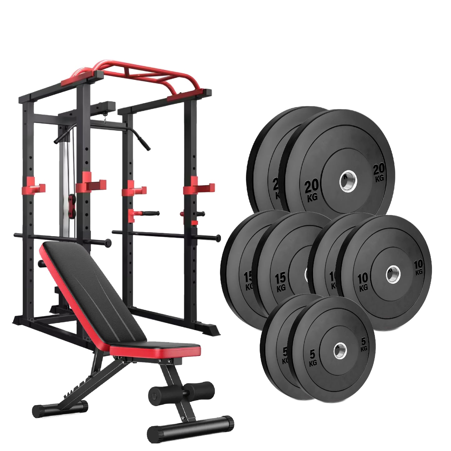 Professional Power Multi Cage with Cable Pulley System - Adjustable Heavy Duty Strength Training Rack - Complete Home Gym Station with Pull-Up Bar & Safety Spotters - Commercial Grade Steel Frame