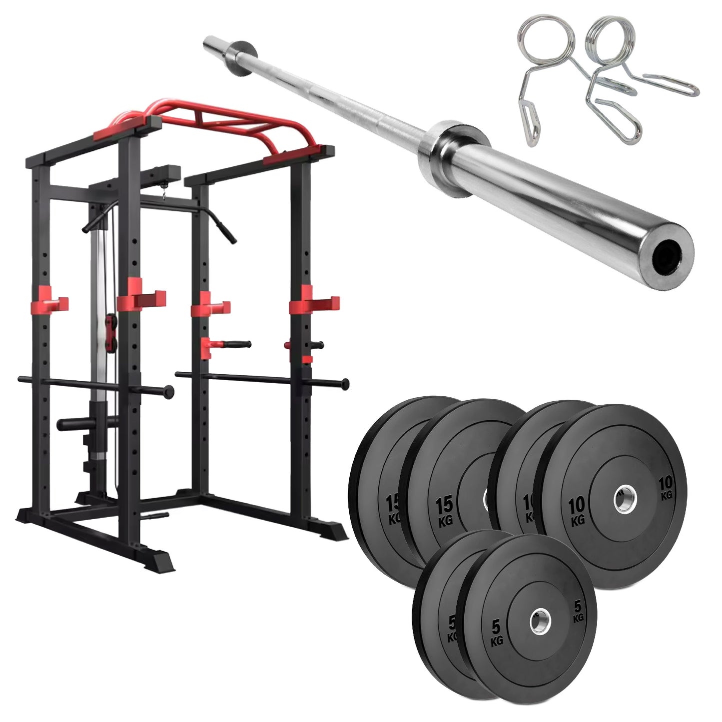 Professional Power Multi Cage with Cable Pulley System - Adjustable Heavy Duty Strength Training Rack - Complete Home Gym Station with Pull-Up Bar & Safety Spotters - Commercial Grade Steel Frame