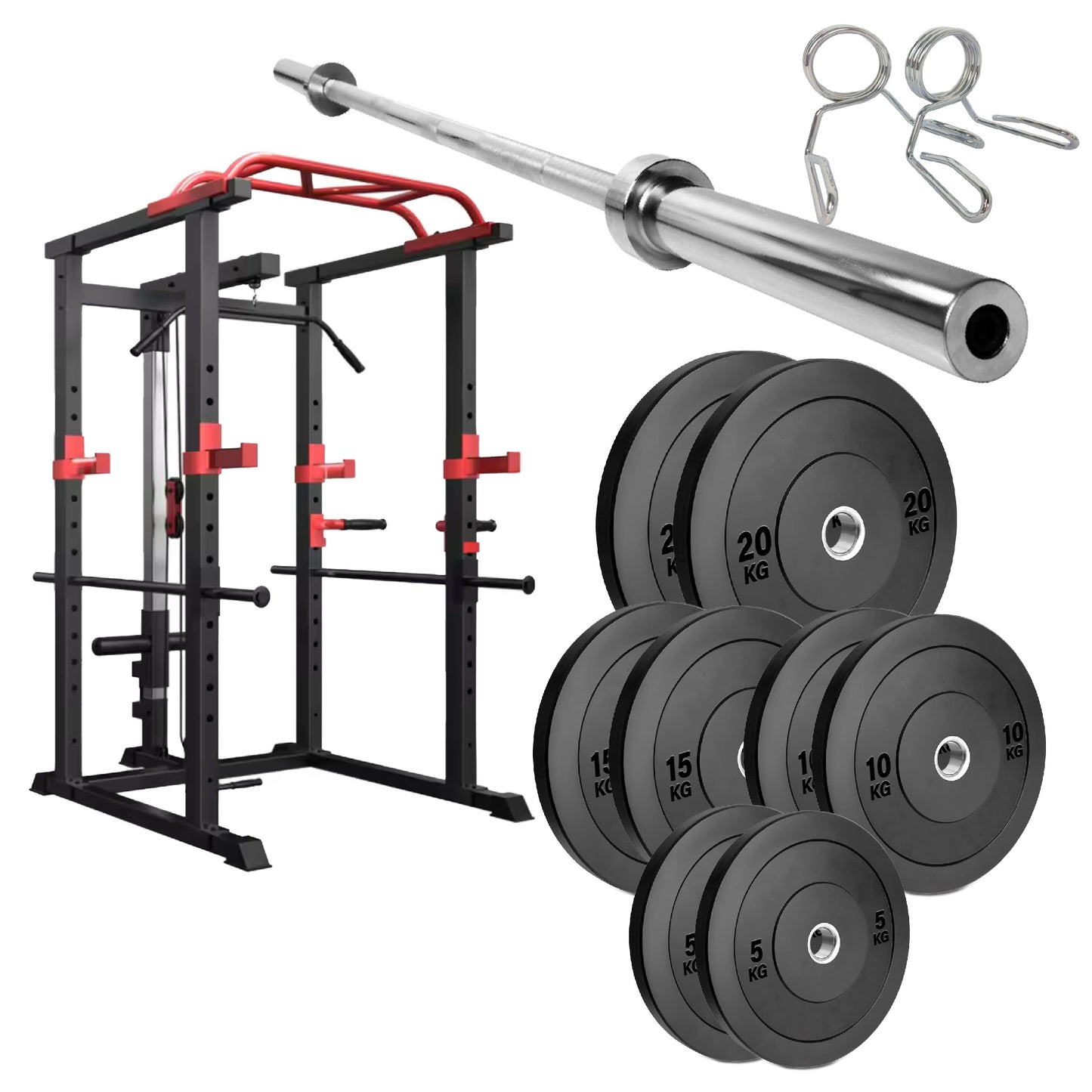 Professional Power Multi Cage with Cable Pulley System - Adjustable Heavy Duty Strength Training Rack - Complete Home Gym Station with Pull-Up Bar & Safety Spotters - Commercial Grade Steel Frame