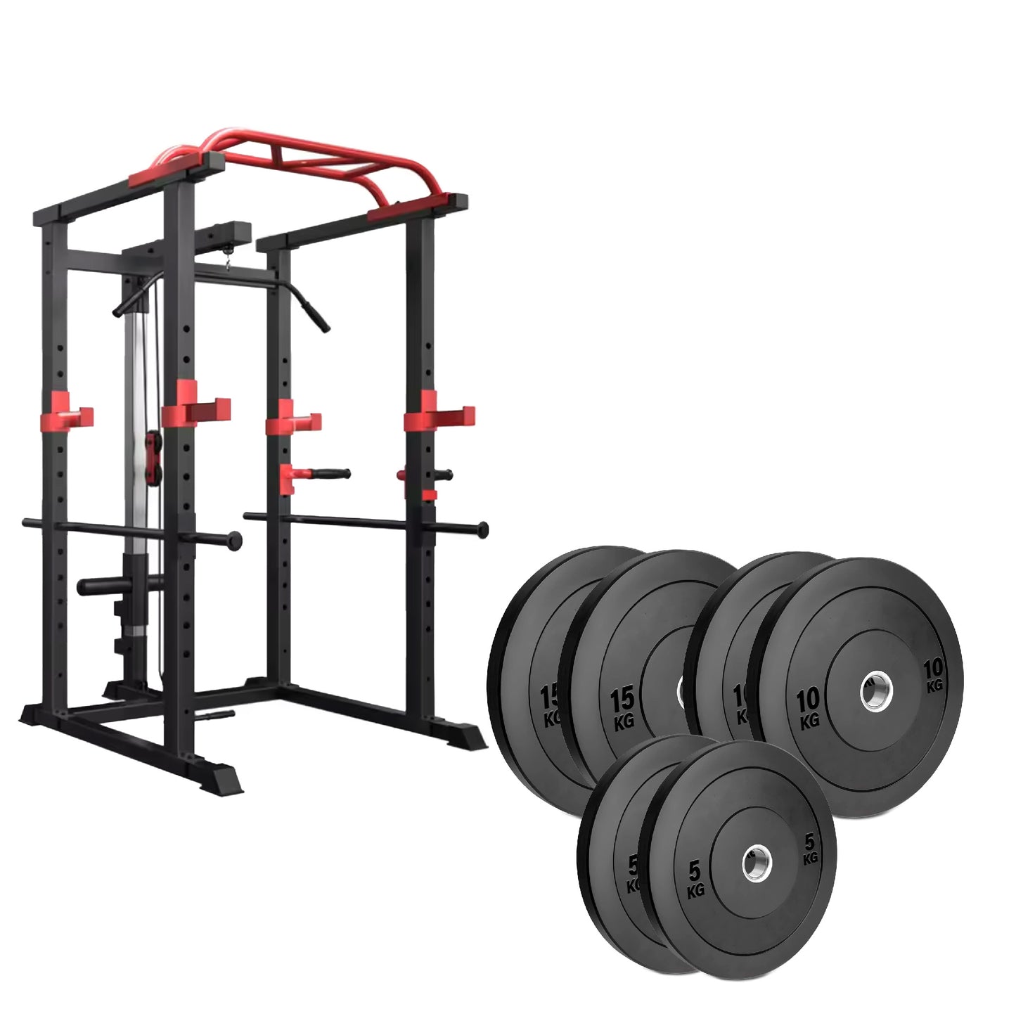 Professional Power Multi Cage with Cable Pulley System - Adjustable Heavy Duty Strength Training Rack - Complete Home Gym Station with Pull-Up Bar & Safety Spotters - Commercial Grade Steel Frame