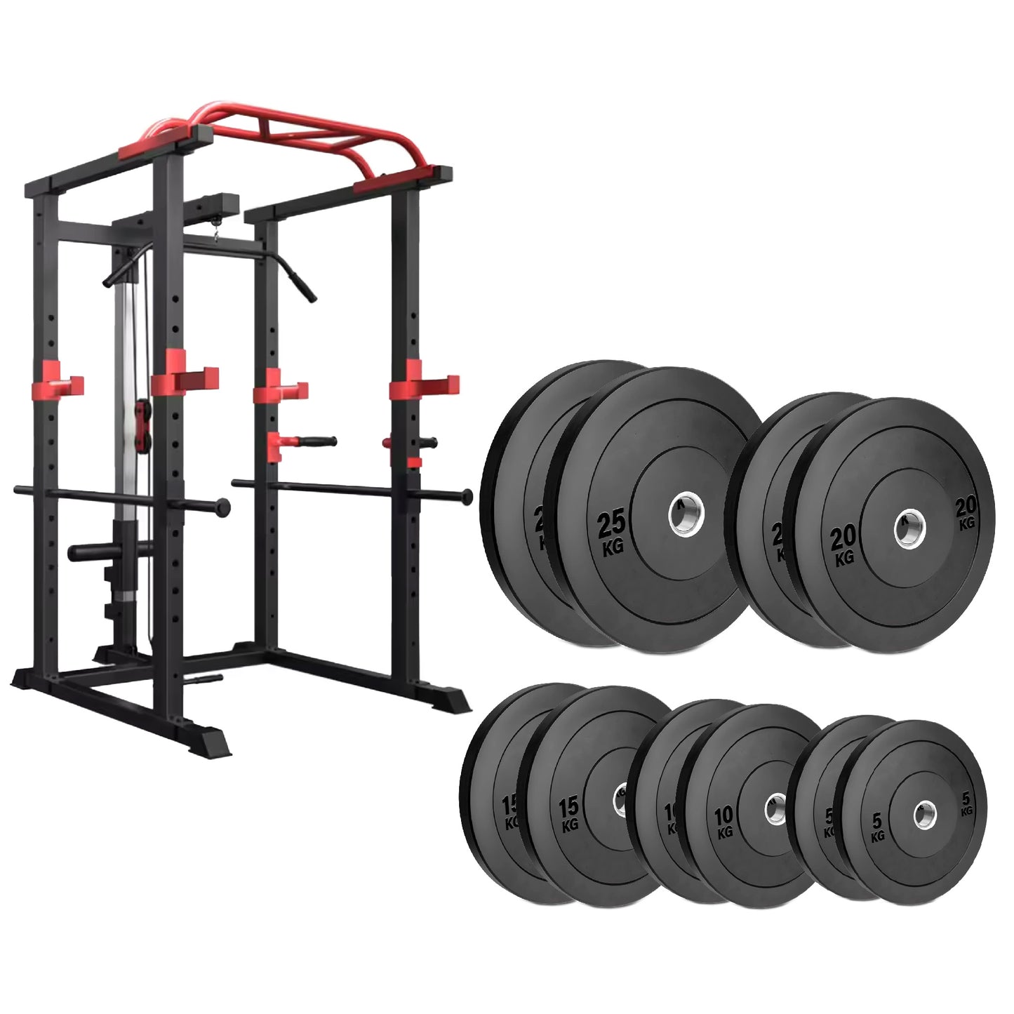 Professional Power Multi Cage with Cable Pulley System - Adjustable Heavy Duty Strength Training Rack - Complete Home Gym Station with Pull-Up Bar & Safety Spotters - Commercial Grade Steel Frame
