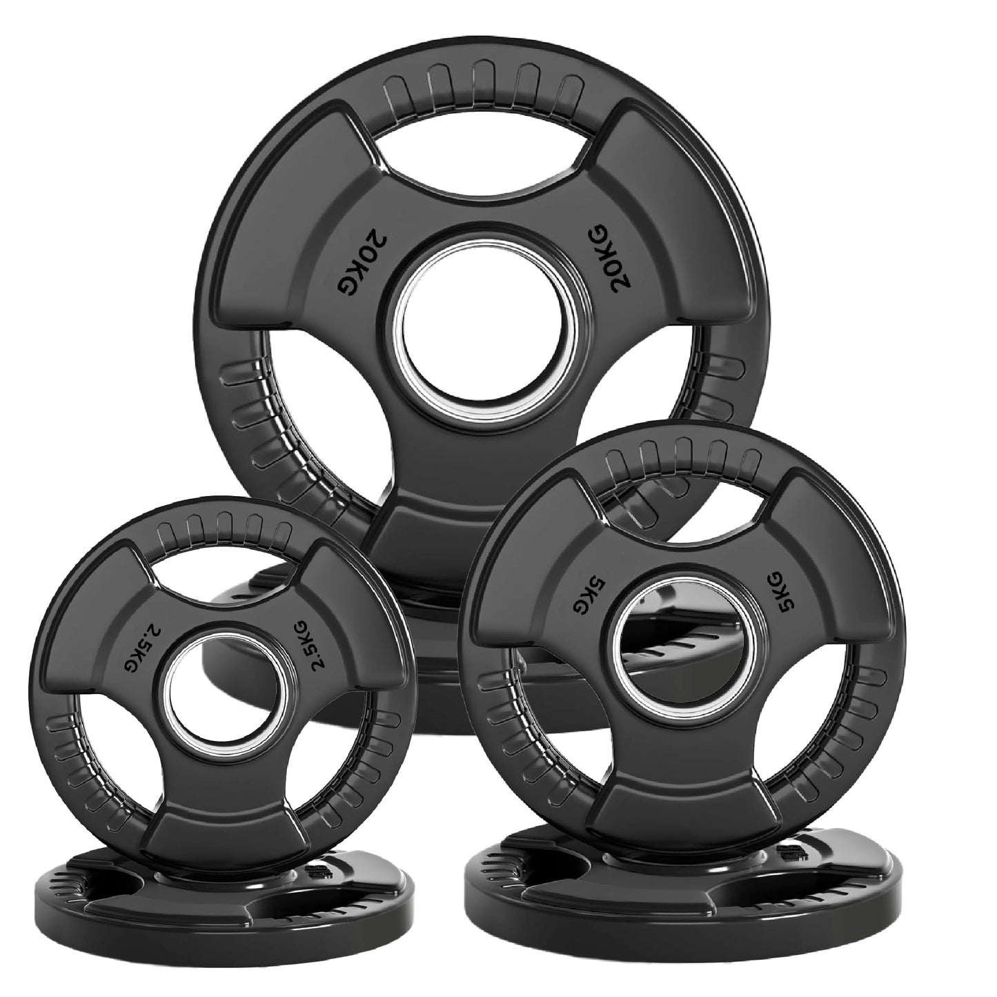 Premium Tri-Grip Olympic Weight Plate - Professional Fitness Equipment for Home and Commercial Gyms - Heavy-Duty Training Gear for Strength and Conditioning - High-Quality Exercise Accessories