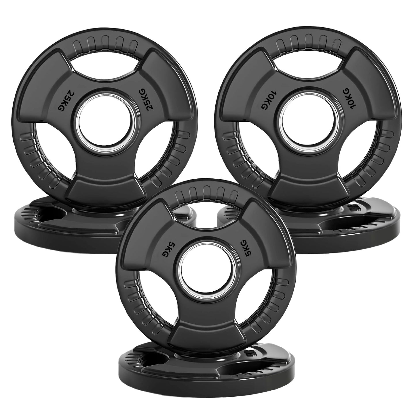Premium Tri-Grip Olympic Weight Plate - Professional Fitness Equipment for Home and Commercial Gyms - Heavy-Duty Training Gear for Strength and Conditioning - High-Quality Exercise Accessories