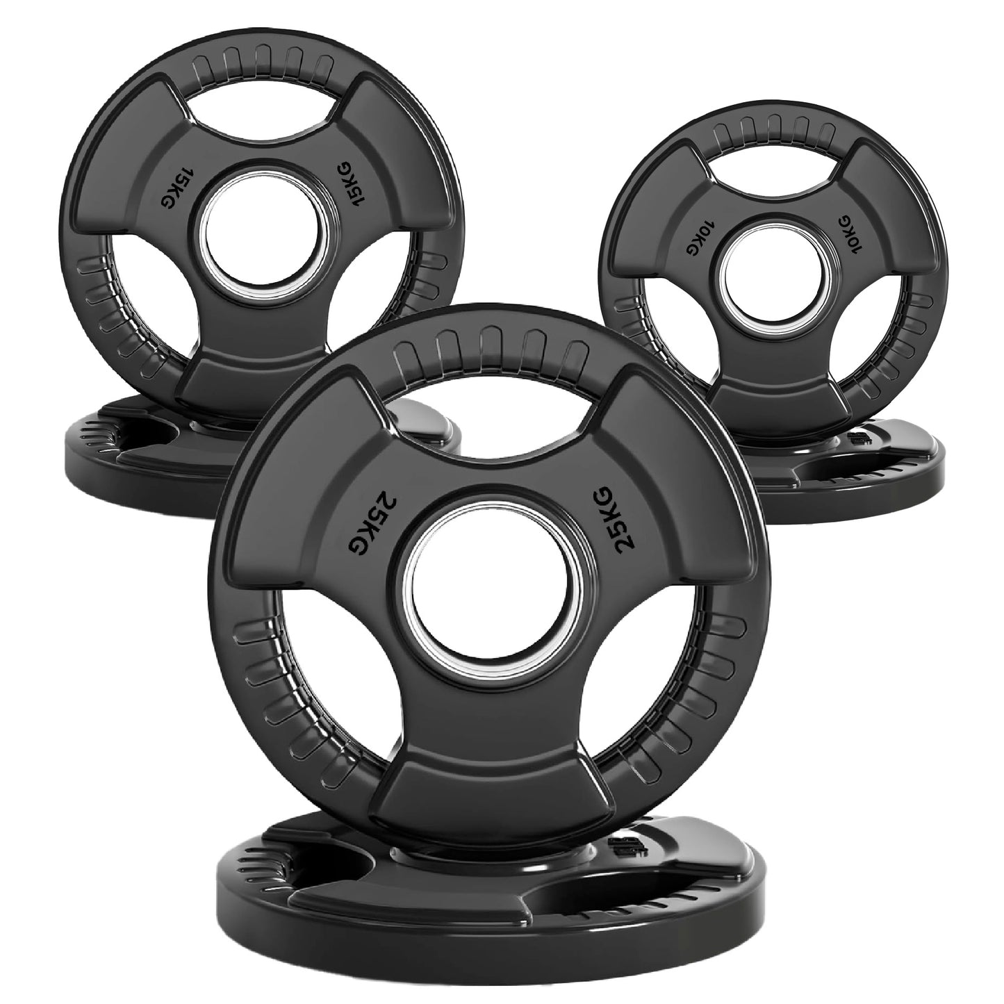 Premium Tri-Grip Olympic Weight Plate - Professional Fitness Equipment for Home and Commercial Gyms - Heavy-Duty Training Gear for Strength and Conditioning - High-Quality Exercise Accessories
