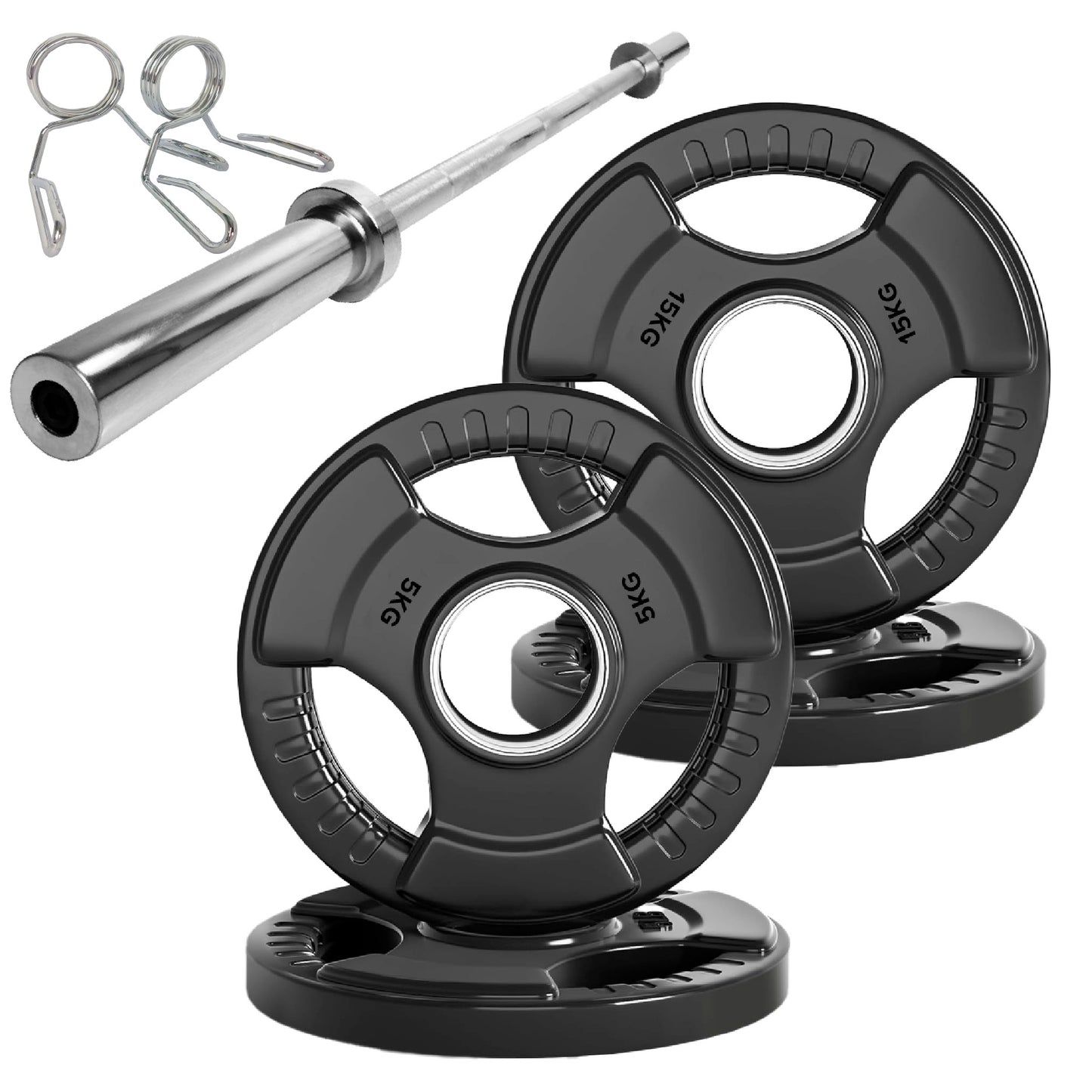 Premium Tri-Grip Olympic Weight Plate - Professional Fitness Equipment for Home and Commercial Gyms - Heavy-Duty Training Gear for Strength and Conditioning - High-Quality Exercise Accessories