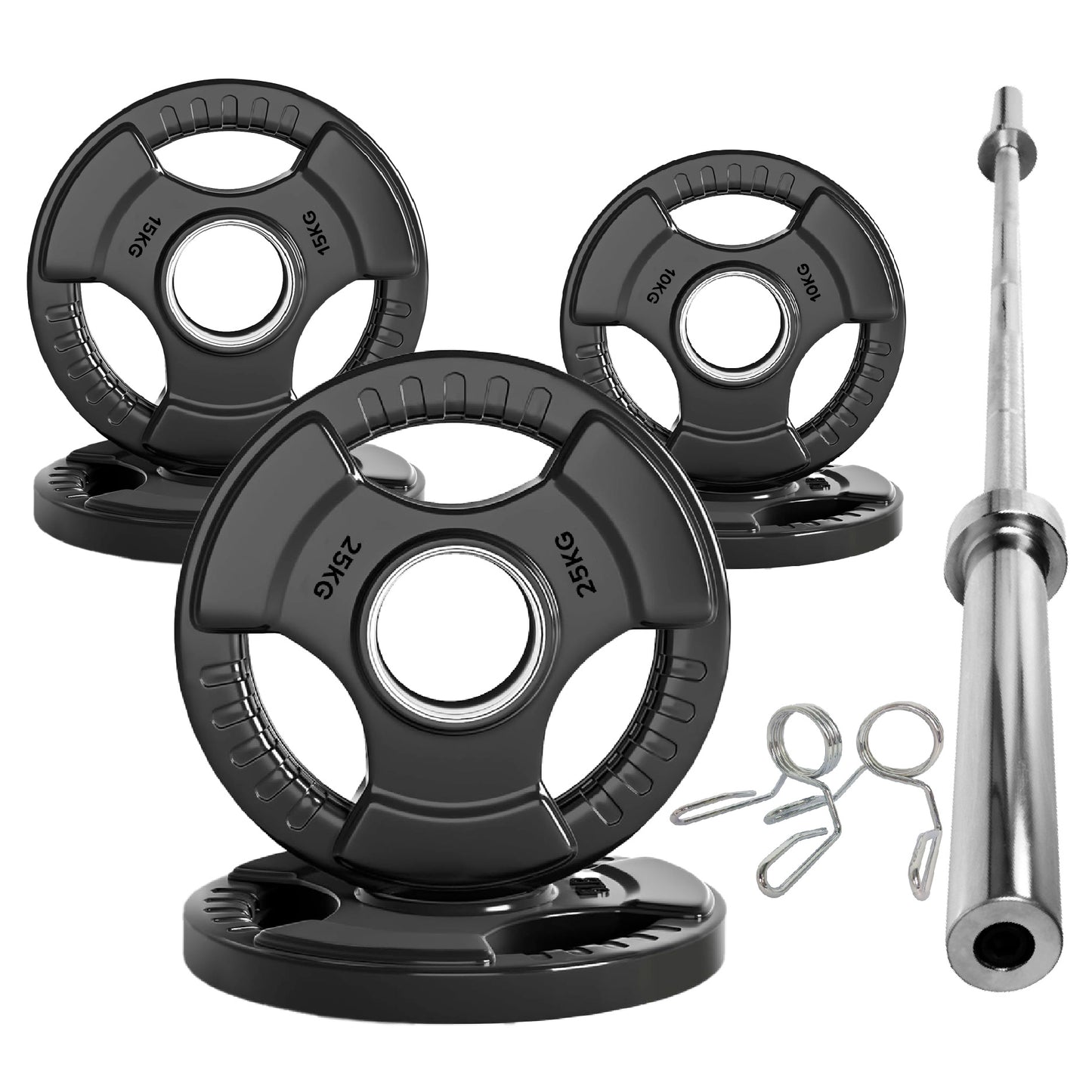 Premium Tri-Grip Olympic Weight Plate - Professional Fitness Equipment for Home and Commercial Gyms - Heavy-Duty Training Gear for Strength and Conditioning - High-Quality Exercise Accessories