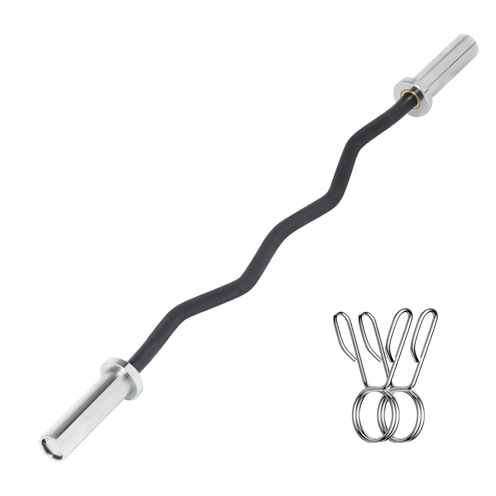 Premium Olympic EZ Curl Barbell Bar 47" - Professional Fitness Equipment for Home and Commercial Gyms - Heavy-Duty Training Gear for Strength and Conditioning - High-Quality Exercise Accessories