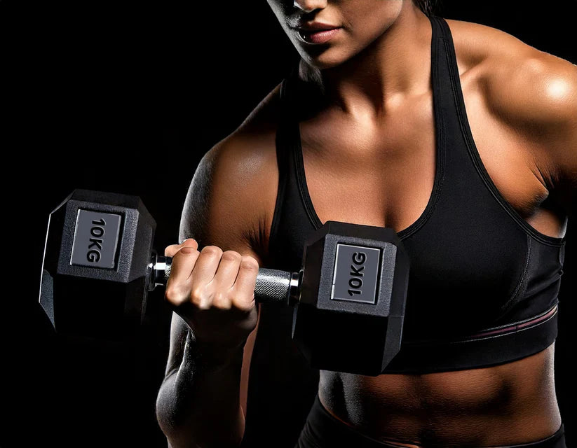Premium Rubber-Coated Hex Dumbbells - Professional Grade Anti-Roll Design for Home and Commercial Strength Training 2.5kg-60kg