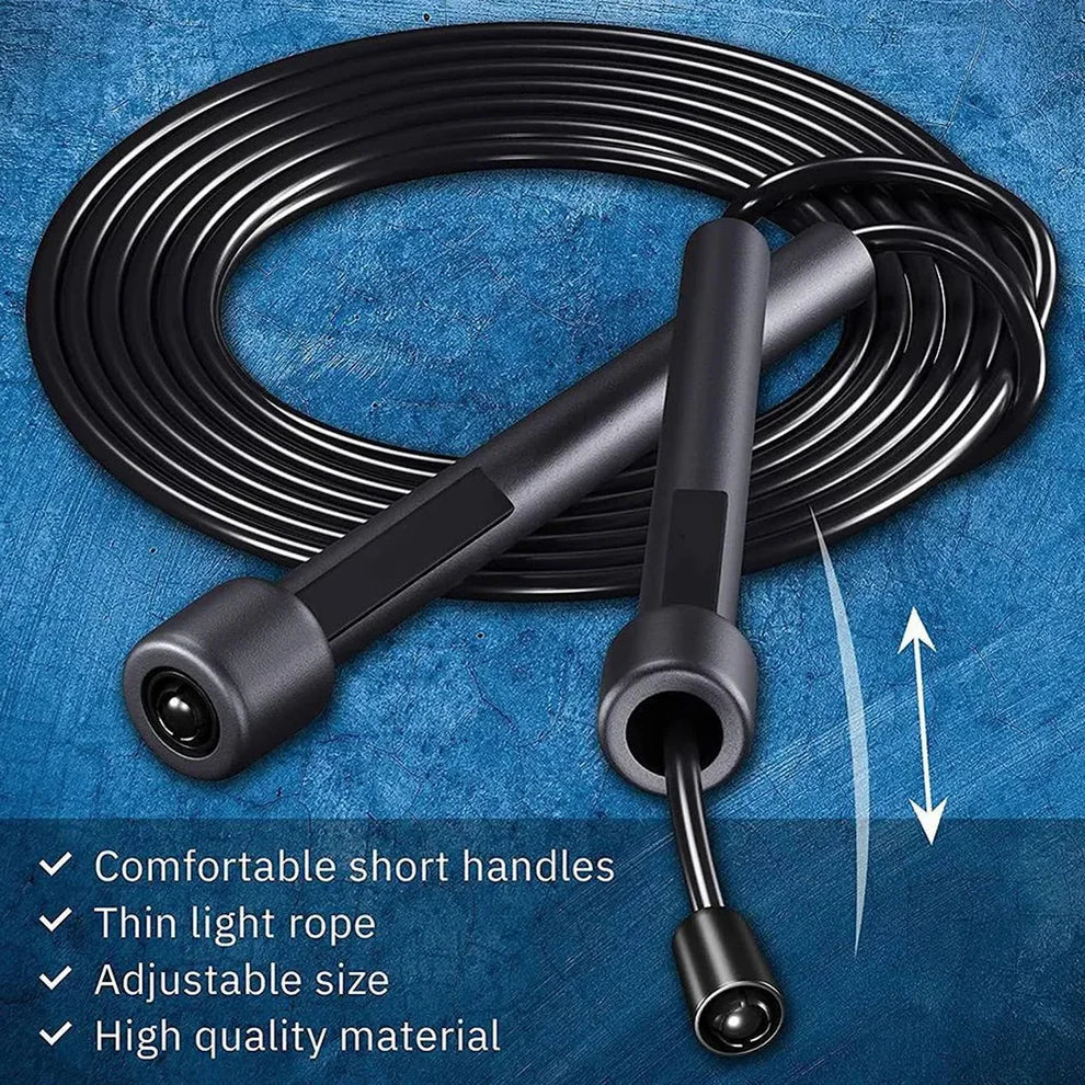 Black Adjustable Skipping Rope for Cardio & Fitness Training