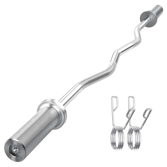 Premium Olympic EZ Curl Barbell Bar 47" - Professional Fitness Equipment for Home and Commercial Gyms - Heavy-Duty Training Gear for Strength and Conditioning - High-Quality Exercise Accessories