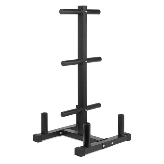 Heavy Duty 3-Tier Olympic Weight Plate Tree & Barbell Rack - Compact Storage Stand for Home Gym - Scratch-Resistant Steel Frame - Holds Up to 200kg - Easy Assembly Weight Organiser - -