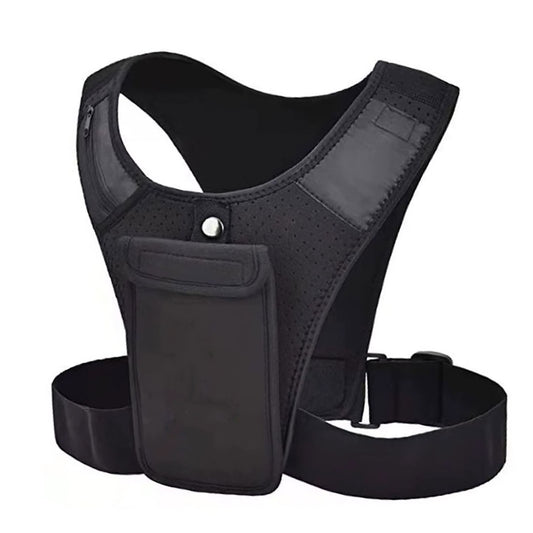 Running Vest Phone Holder – Adjustable, Reflective, Ultra-Lightweight Chest Pouch with Waterproof Smartphone Pocket & Key Holder | Zero Bounce Running Gear for Men & Women