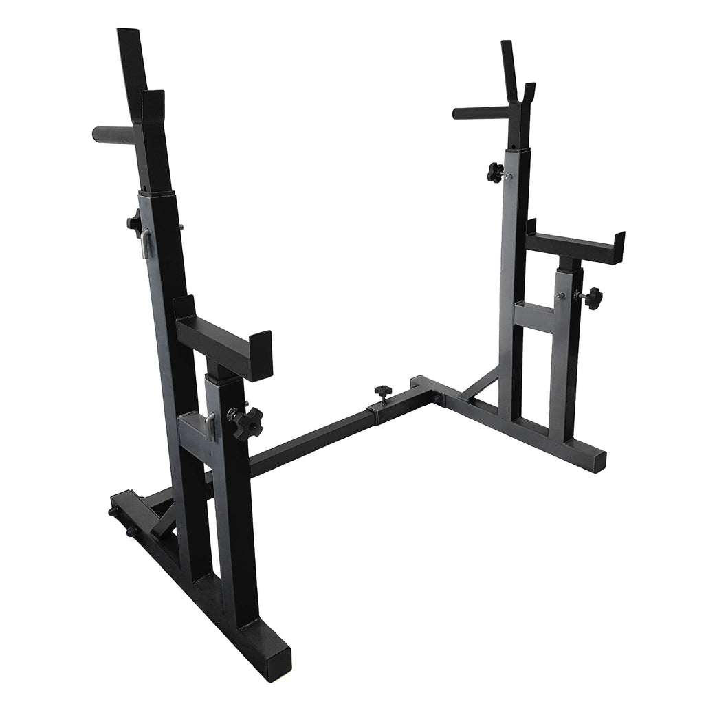 Heavy-Duty Adjustable Squat & Bench Press Rack with Dip Bars