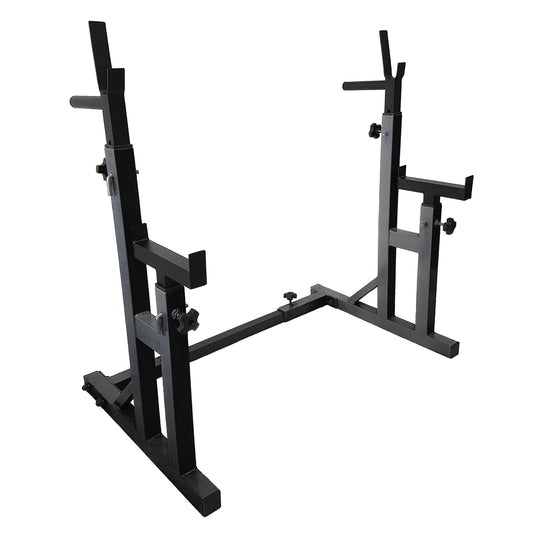 Heavy-Duty Adjustable Squat and Bench Press Rack Stand with Spotters and Dip Bars - Professional Strength Training Equipment for Home Gym - Multi-Function Barbell Holder for Serious Weightlifting