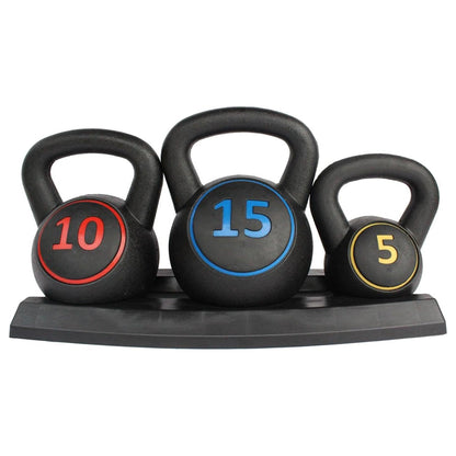 3-Piece Kettlebell Weight Set with Stand for Home Training