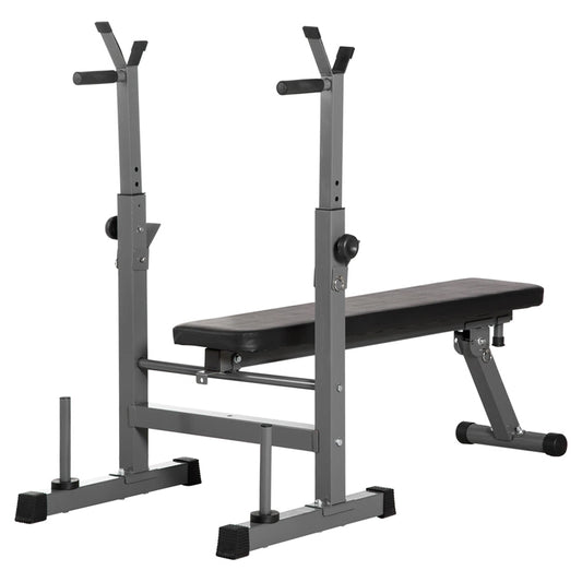 Adjustable Weight Bench - Barbell Rack, Dip Station, Full Body Home Workout - Heavy-Duty Steel Frame - Foldable for Easy Storage - Premium Quality Fitness Equipment for Home and gym