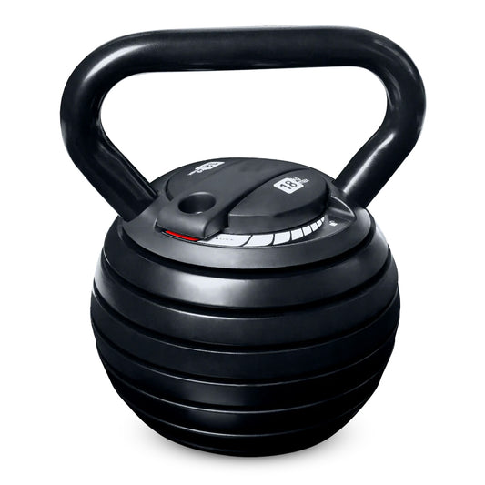 7-in-1 Adjustable Kettlebell Weight Set  to 18kg - Quick-Change Weighted Fitness System - Cast Iron Strength Training Equipment - Space-Saving Home Gym Essential for Full Body Workouts