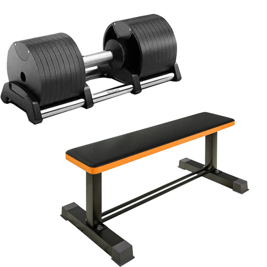 Round Adjustable Dumbbell – Solid Steel Weight | Single Unit | 24kg to 45kg Options | Rotatory Adjustment | Scratch-Resistant Home Gym Dumbbell