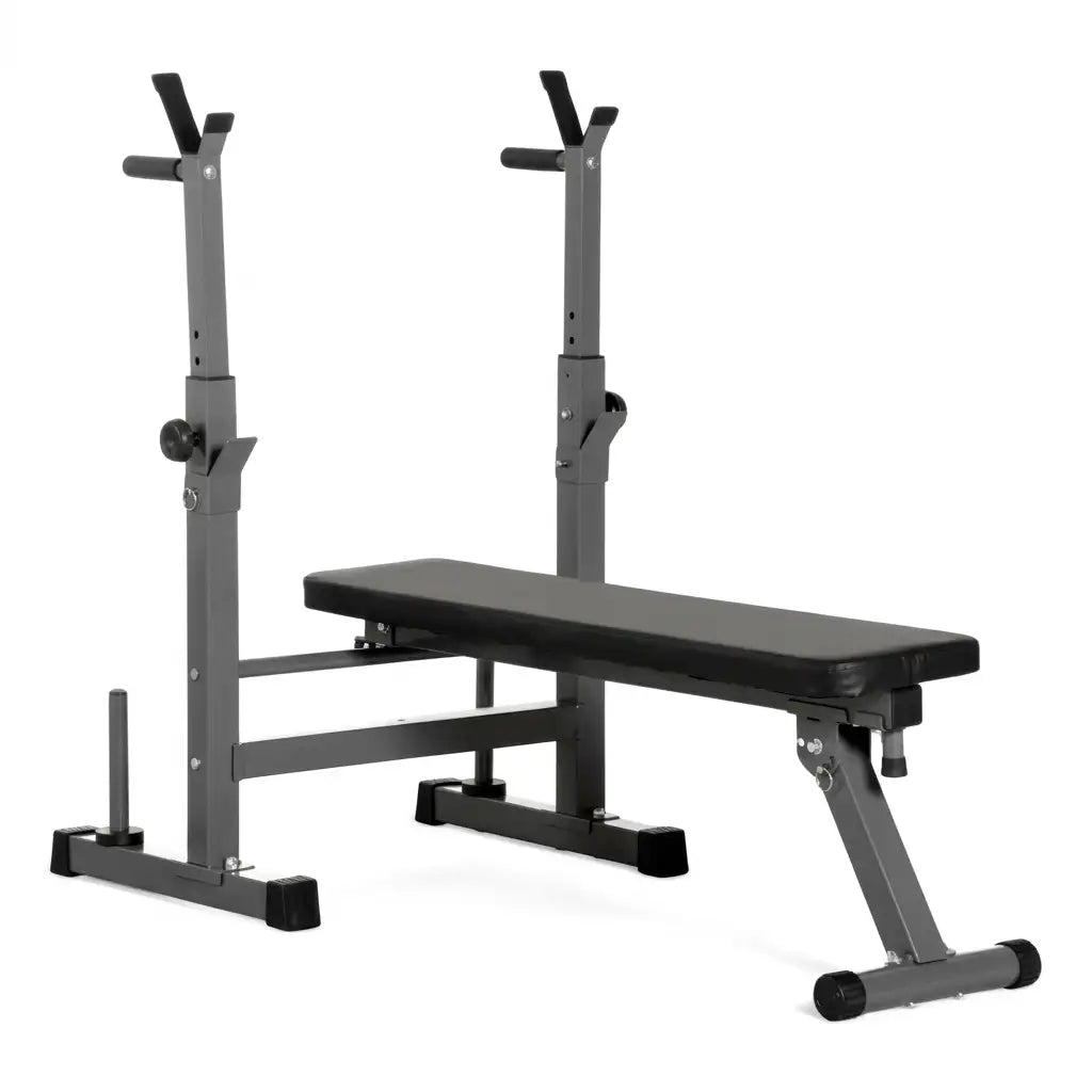 Adjustable Weight Bench with Dip Station & Barbell Rack