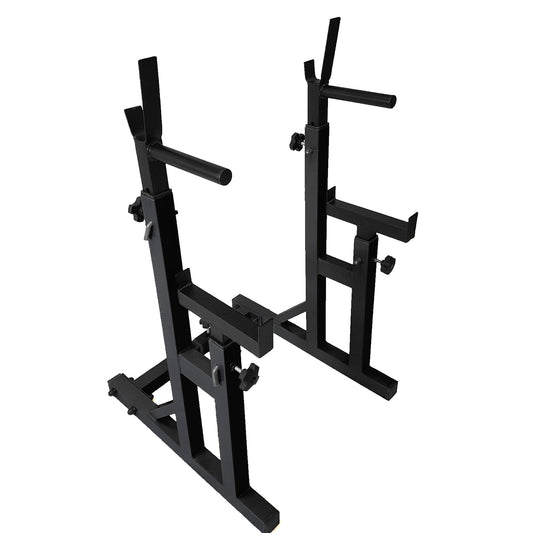 Heavy-Duty Adjustable Squat and Bench Press Rack Stand with Spotters and Dip Bars - Professional Strength Training Equipment for Home Gym - Multi-Function Barbell Holder for Serious Weightlifting