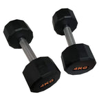Pair of black dumbbells with '4KG' marking on a white background