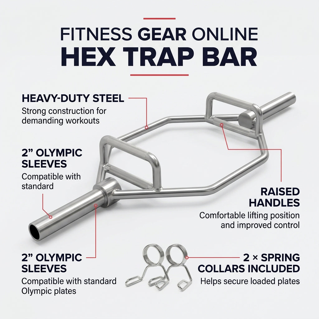 Hex Deadlift and Shrug Bar for Olympic Plates