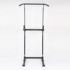 Black metal standing rack on a white background