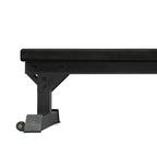 Black metal flat bench on a white background