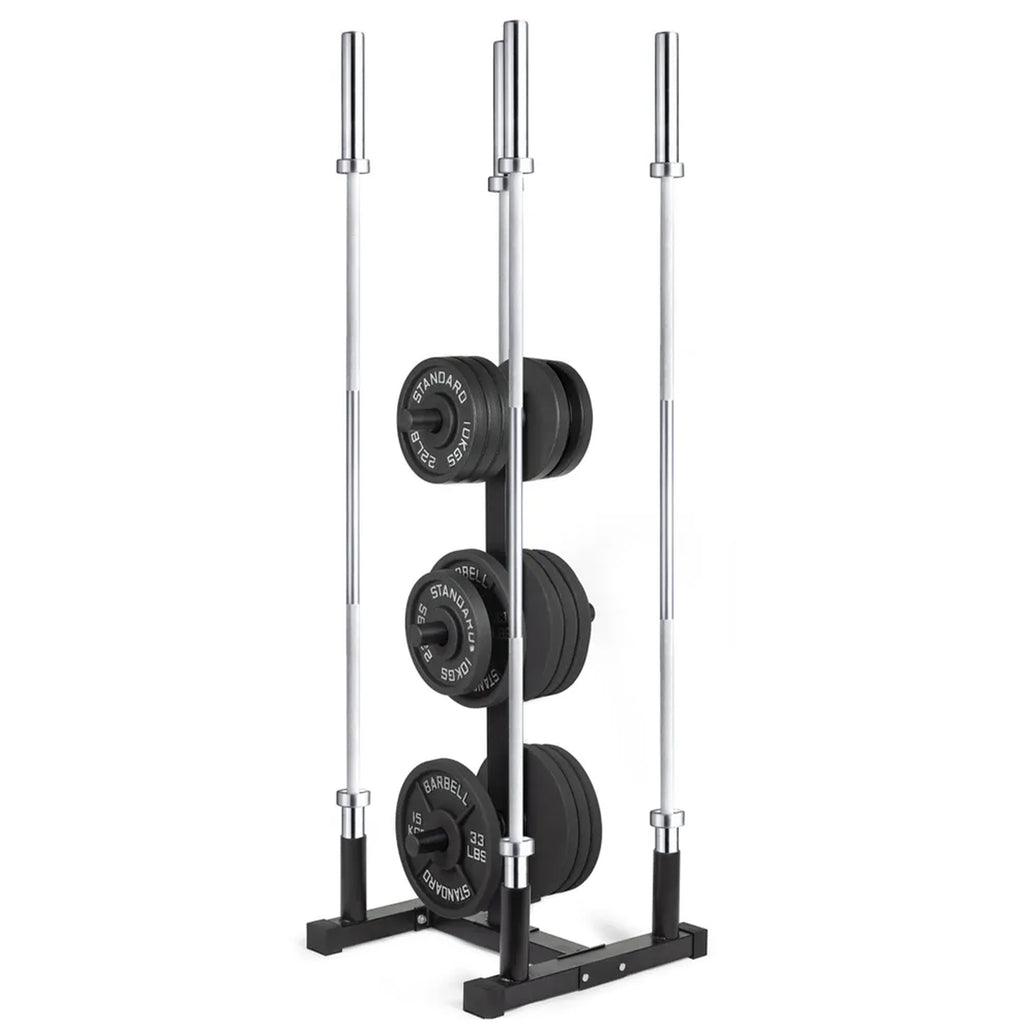 Heavy-Duty 3-Tier Olympic Weight Plate & Barbell Rack