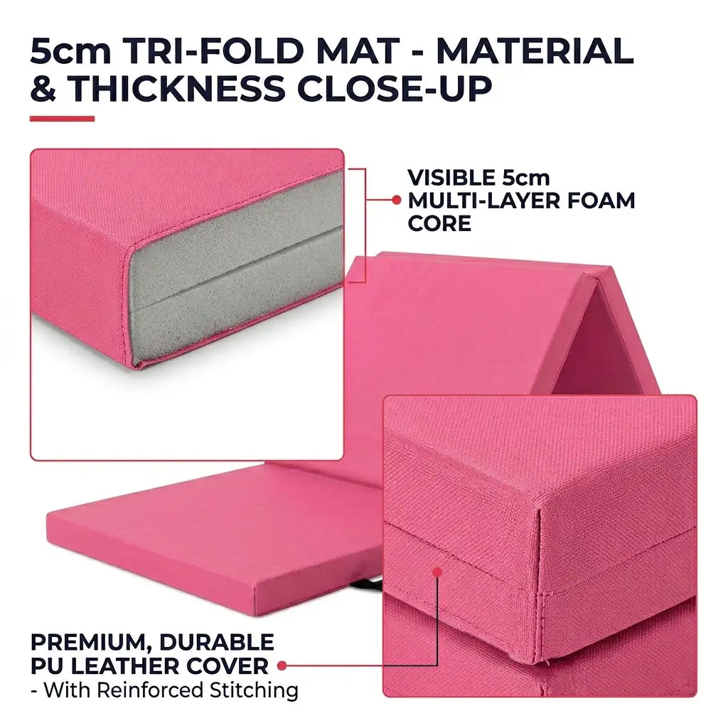 Tri Fold Gym Mat with 5cm Thick Foam
