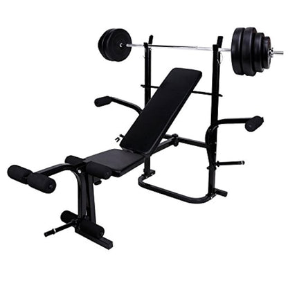 All-in-One Multi Bench with Adjustable Squat Rack, Preacher Curl Pad, Leg Developer & Butterfly | Full-Body Strength Training Bench for Home Gym