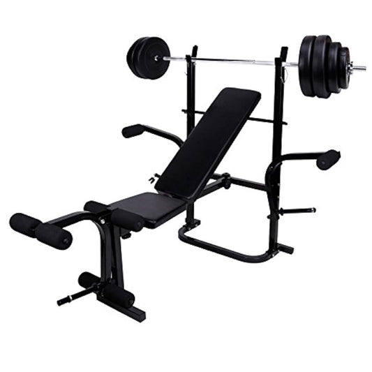 All-in-One Multi Bench with Adjustable Squat Rack, Preacher Curl Pad, Leg Developer & Butterfly | Full-Body Strength Training Bench for Home Gym