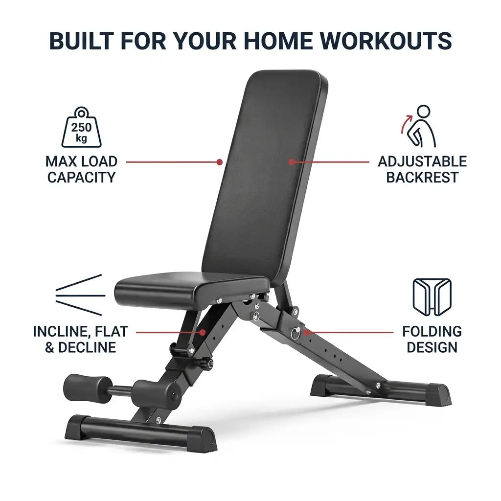 Adjustable Weight Bench with 250kg Weight Capacity