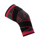 A black and green knee support brace with stabilizing strap and copper infused compression fabric.