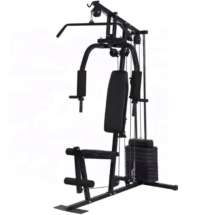 Black home gym equipment on a white background