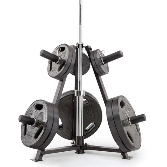 Heavy-Duty Vertical Weight Disc & Dumbbell Storage Rack - 300kg Capacity with 6 Fasten Clamps - Compact Space-Saving Design for Home Gym - 5cm Olympic Plate & Weight Organiser - Steel Frame