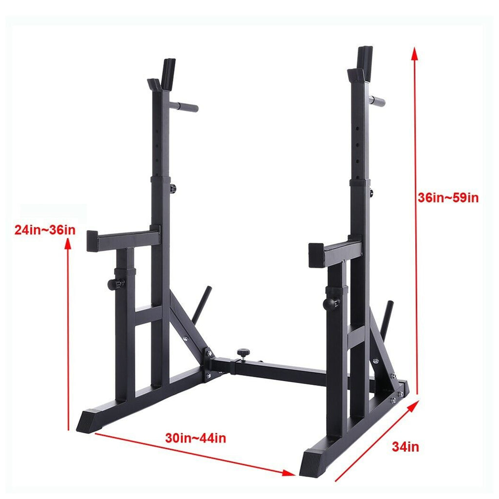 Heavy-Duty Adjustable Squat & Bench Press Rack with Dip Bars