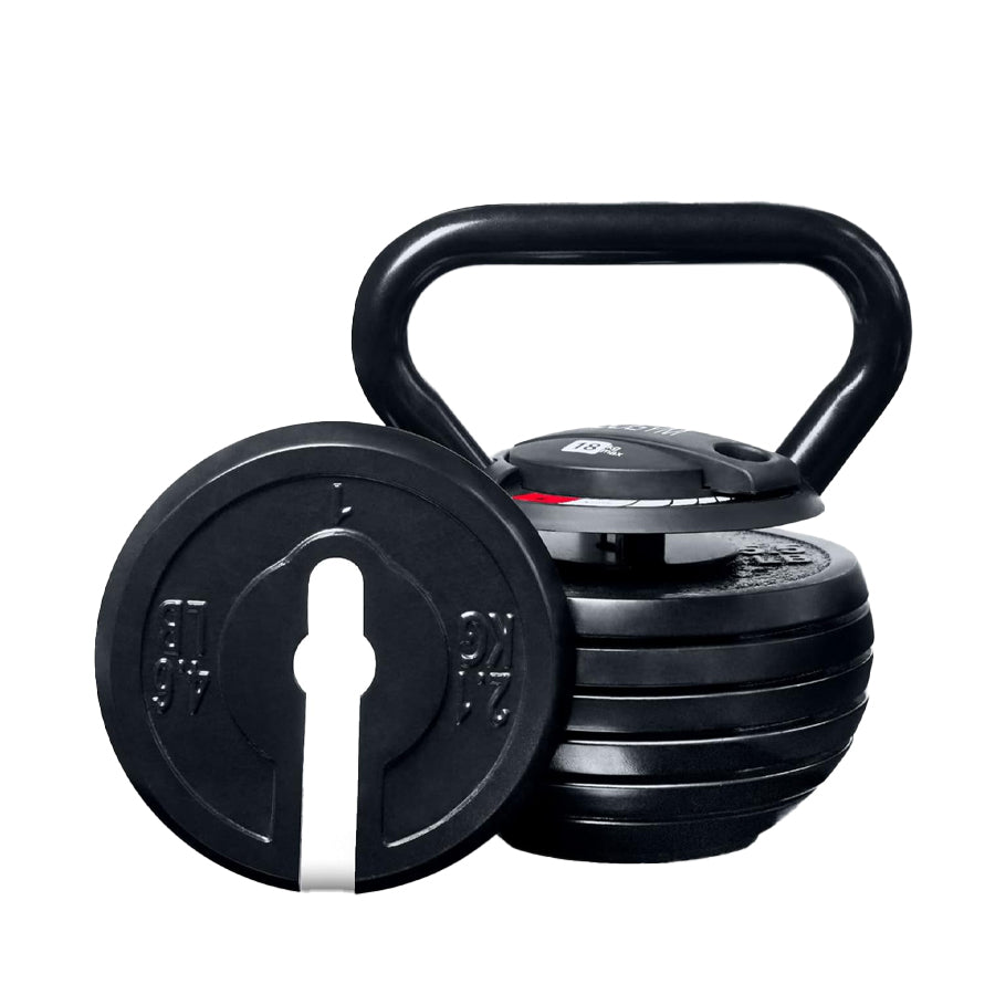 7-in-1 Adjustable Kettlebell Weight Set  to 18kg - Quick-Change Weighted Fitness System - Cast Iron Strength Training Equipment - Space-Saving Home Gym Essential for Full Body Workouts