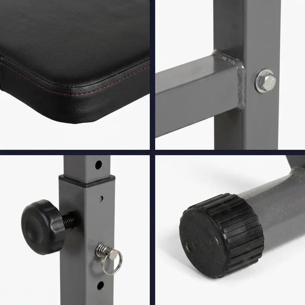 Adjustable Weight Bench with Dip Station & Barbell Rack