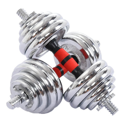 20kg Cast Iron Adjustable Dumbbell & Barbell Set | 2-in-1 Free Weights with Non-Slip Handle | Strength Training Equipment for Men & Women | Home Gym Fitness Kit