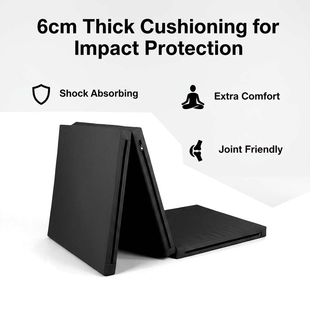 Tri-Fold Extra Thick Yoga & Gym Exercise Mat, 6FT Non-Slip Foam