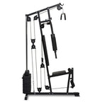 Black cable machine gym equipment on a white background