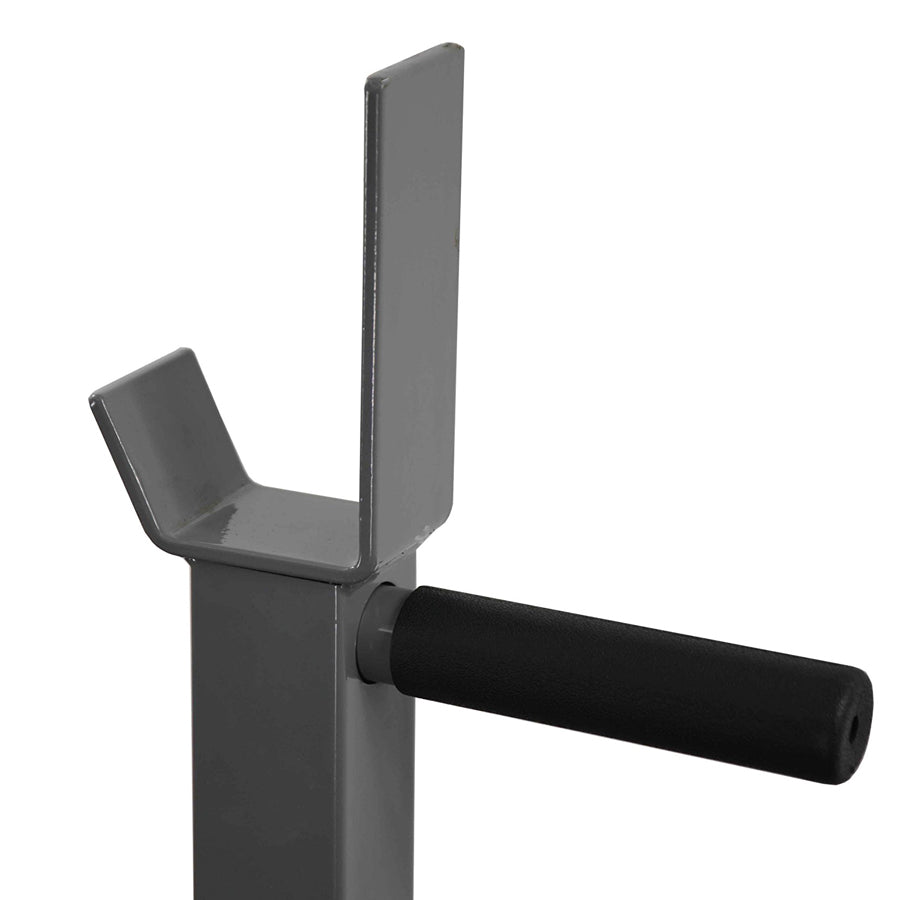 Black metal door handle on a white background