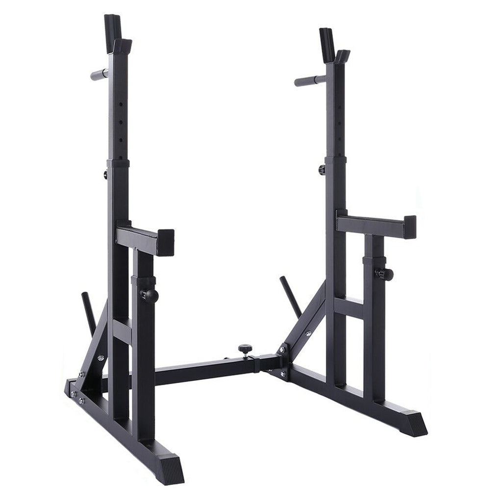 Heavy-Duty Adjustable Squat & Bench Press Rack with Dip Bars